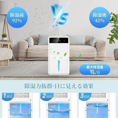 除湿機 小型大容量3L デュアルコア除湿機 静音 強力除湿衣類乾燥 タイマー付きの画像