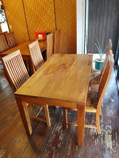 ダイニングテーブル&イス4脚セット 天然木（チーク材）