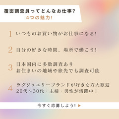 四国在住さん大募集! 覆面調査員 / ミステリーショッパー / 未経験歓迎 / 全国的に大募集中!の画像