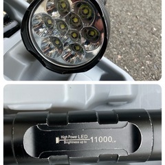 郡山市　LED ハンディーライト　ヘッドライト　セット　充電器と予備充電池ありの画像