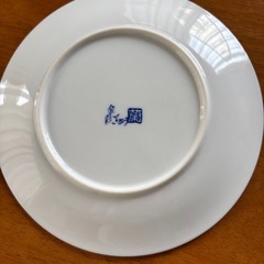 金彩こちょう　金縁ブルー花柄中皿5枚セットの画像