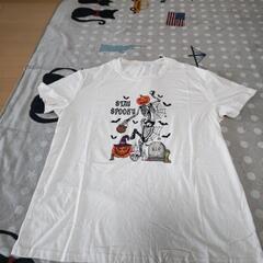 オレンジの半袖Ｔシャツ&ベージュのハロウィーンＴシャツ2点セットの画像
