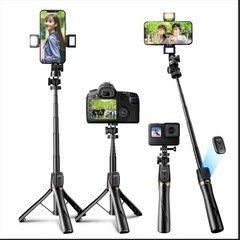 【未使用】KYOKA★ 自撮り棒 【2023新登場 LEDライト/ミラー付き】 三脚 スマホスタンド の画像