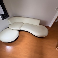 【美品】PVCレザー張り カウチソファ（ロー／ハイ切り替え可能）引き取り限定・仙台の画像