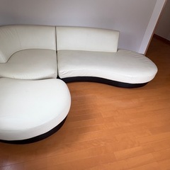 【美品】PVCレザー張り カウチソファ（ロー／ハイ切り替え可能）引き取り限定・仙台の画像
