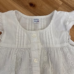 hakka baby刺繍セットアップ白90cmの画像
