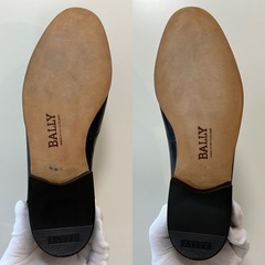 美品バリー黒ローファースリッポンシューズレザーシューズビジネスシューズメンズ革靴ブラックの画像