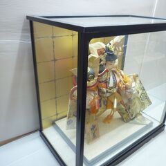 五月人形　兜差　寶山作　純木製　ガラスケース付　置物　人形　兜　刀　端午の節句　子供の日　節句　i　の画像
