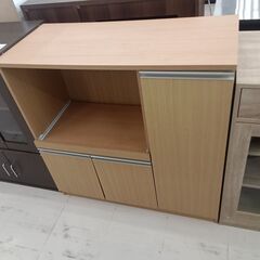 リユースのサカイ栃木店★ジモティ割あり★  レンジ台 ベージュ W89.5×D39.5×H89 クリーニング済み TC9729の画像