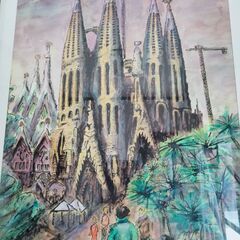 真作【定価7万】サグラダファミリア 世界遺産 水彩　絵画の画像