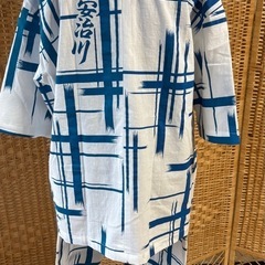 相撲柄浴衣地反物（安治川）でひざ下部屋着　男性用　新品の画像
