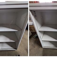 K キャビネット 書庫 ３枚引戸型 上段用（HTM-109RS-W9）カギ１本付 イトーキ（ITOKI）【中古】ホワイトの画像
