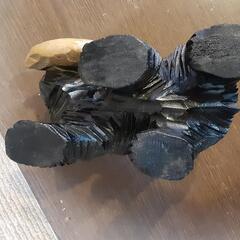 木彫り　鮭熊置物　ヴィンテージの画像