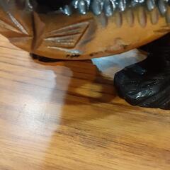 木彫り　鮭熊置物　ヴィンテージの画像