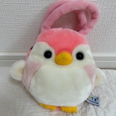 ピンクのペンギンふわもこバッグ