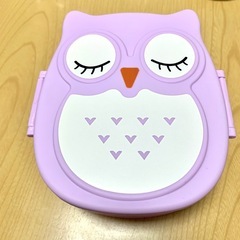 ★フクロウ柄のお弁当箱 ランチボックス パープル系 未使用★