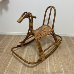 木馬 ラタン ロッキングホース 子ども乗り物おもちゃの画像