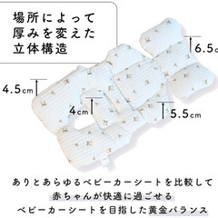 【美品】ベビーカーシート　ミモザ柄の画像