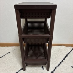 不動技研製　ウッドテーブルワゴン 引き出しバスケット付の画像
