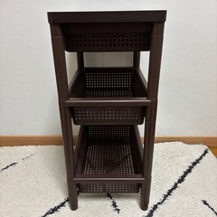 不動技研製　ウッドテーブルワゴン 引き出しバスケット付の画像