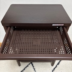 不動技研製　ウッドテーブルワゴン 引き出しバスケット付の画像