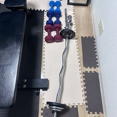 トレーニングベンチとEZバーと4 6 8キロダンベルセットの画像