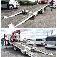 H.18 三菱　ファイター　増トン　セルフローダー　4段クレーン　ウインチ　自動歩み　ラジコン　nox.pm適合車　22万km 実走行　の画像
