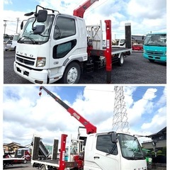 H.18 三菱　ファイター　増トン　セルフローダー　4段クレーン　ウインチ　自動歩み　ラジコン　nox.pm適合車　22万km 実走行　の画像
