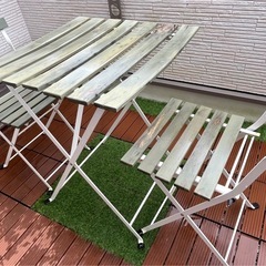 IKEA  ガーデニングチェア・テーブル　扇風機の画像