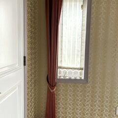 インハウス　カーテンセット　幅約2800㎜/800㎜　レール木製/金具部分ゴールドメッキ仕様の画像