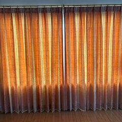 大塚家具　カーテンセット　幅約2800㎜　レールゴールドメッキ仕様の画像