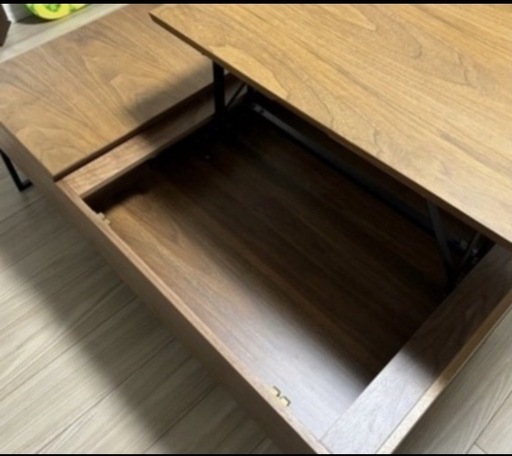 ニトリ ローテーブル ブラウン 木製 リフトアップ可 収納あり