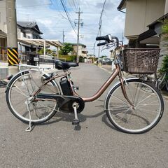 軽量+大容量12Ah! 前後タイヤ他多数 新品交換済！ パナソニック ビビ・LU 24インチ ブラウンの画像