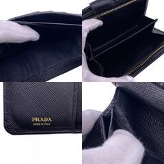 プラダ PRADA 二つ折り財布 サフィアーノ 二つ折り財布 L字ファスナー ブラックの画像