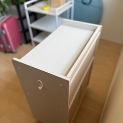 ホワイト プリンターワゴン 引き出し付きの画像