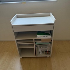 ホワイト プリンターワゴン 引き出し付きの画像