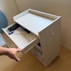 ホワイト プリンターワゴン 引き出し付きの画像