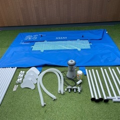 インテックス　3m×2m 大型フレームプール　循環器付き　カバー...