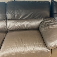 ニトリ　3人掛けソファー　ブラウン　フェイクレザー
の画像