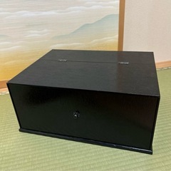 【美品】結納セット　漆塗り 3段収納ボックス 黒　風呂敷　帛紗入りの画像