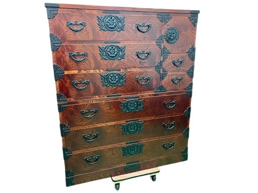 ※配送相談可/三八整理【岩谷堂箪笥 漆塗り 民芸家具 117×46×139】南部鉄器金具 鍵付き 和家具 岩谷堂タンス 伝統工芸 整理箪笥 収納