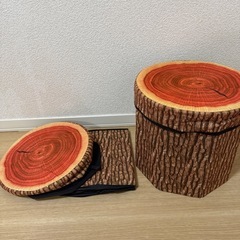 切り株模様座れる入れ物の画像