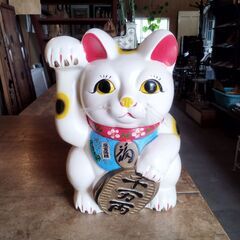 レトロ 招き猫 貯金箱 置物 オブジェ 縁起物　/TJ-2511 1F