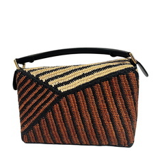 ロエベ LOEWE ハンドバッグ ラフィア カーフ パズルエッジ ショルダーバッグ スモール マルチカラーの画像