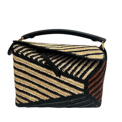 ロエベ LOEWE ハンドバッグ ラフィア カーフ パズルエッジ...