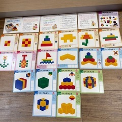 美品　公文　くもん　図形　キューブつみき　木製ケース 積み木　空間認識の画像