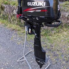 広島発 SUZUKIスズキ 小型船舶用船外機 DF5 型式 5馬力 取説付き 使用少 台付き の画像