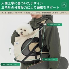 キャリーバッグ 猫 犬 前抱き ペット スリング 肩掛けリュック グリーンの画像