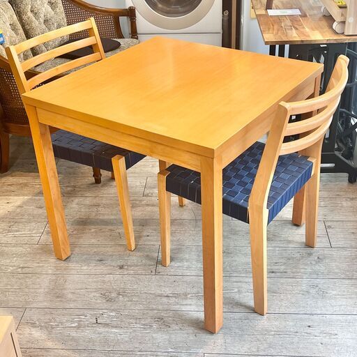 2人用 ダイニング3点セット ダイニングテーブル＆ダイニングチェア 椅子×2脚 二人用 正方形 北欧デザイン ★買取帝国 志木店