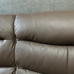 【美品】大川家具 2-3人掛け本革ソファ ブラウンの画像